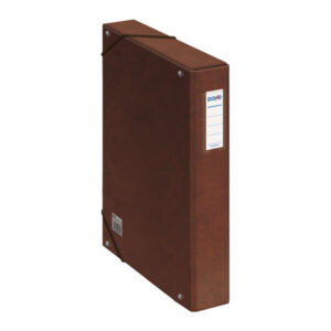 dohe caja para proyectos lomo 5cm carton forrado con papel impreso y plastificado cierre con gomas color cuero