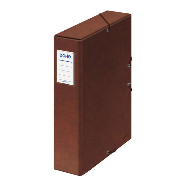 dohe caja para proyectos lomo 7cm carton forrado con papel impreso y plastificado cierre con gomas color cuero