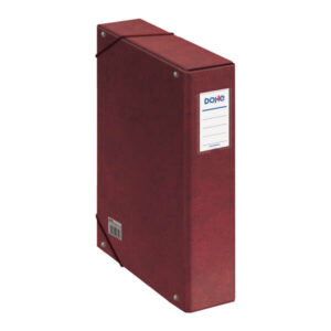 dohe caja para proyectos lomo 7cm carton forrado con papel impreso y plastificado cierre con gomas color rojo