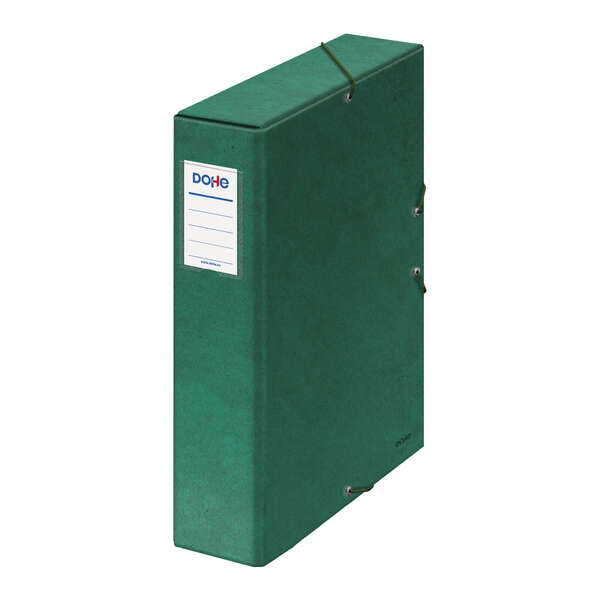 dohe caja para proyectos lomo 7cm carton forrado con papel impreso y plastificado cierre con gomas color verde