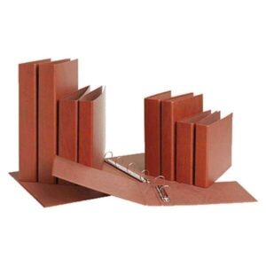 mariola carpeta archivador de 2 anillas carton gofrado cuero tamaño cuarto natural anillas redondas 40mm medidas 24x21x5.5cm color marron