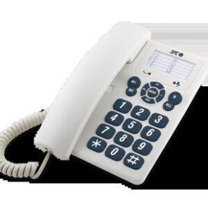 spc original telefono fijo teclas extragrandes diferentes niveles de timbre 3 memorias directas para mesa y pared color blanco