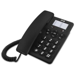 spc original telefono fijo teclas extragrandes diferentes niveles de timbre 3 memorias directas para mesa y pared color negro