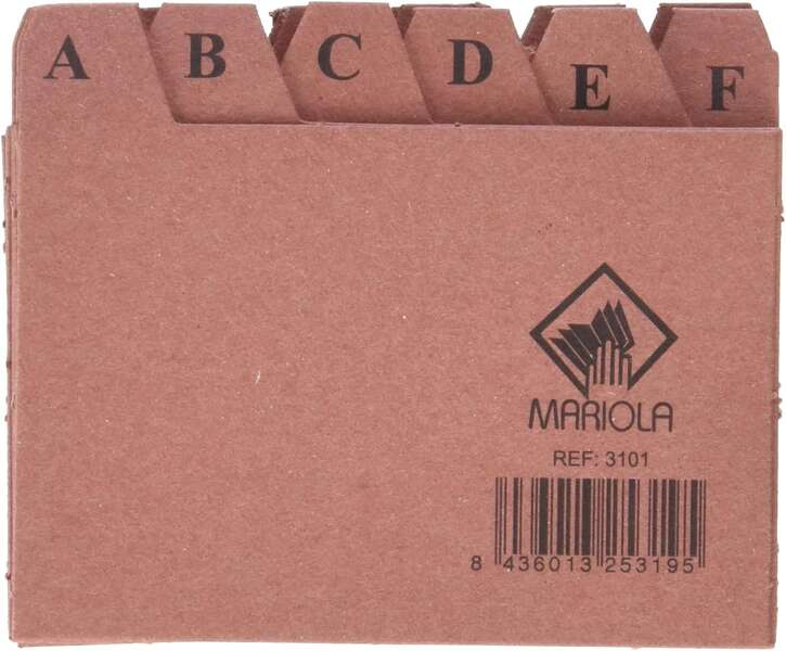 mariola indice a z nº1 para fichero medidas 95x65mm color marron