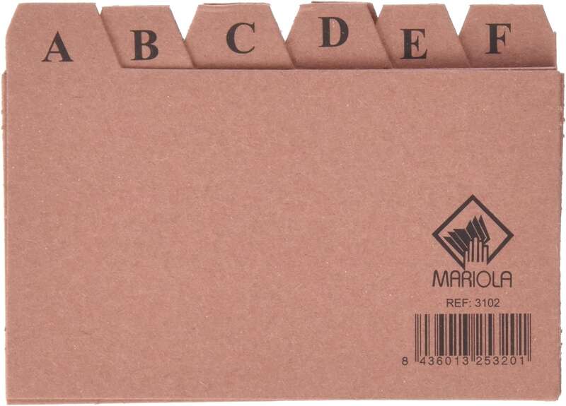 mariola indice a z nº2 para fichero medidas 125x75mm color marron
