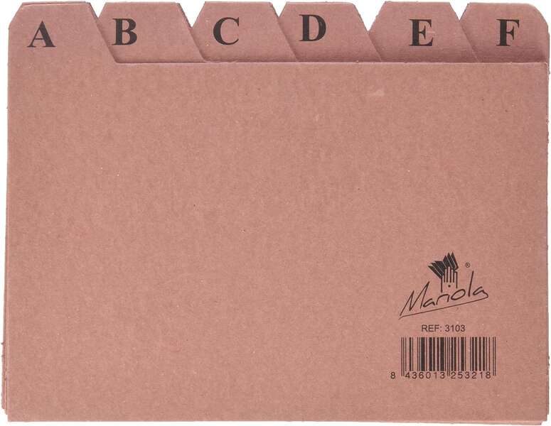 mariola indice a z nº3 para fichero medidas 150x100mm color marron