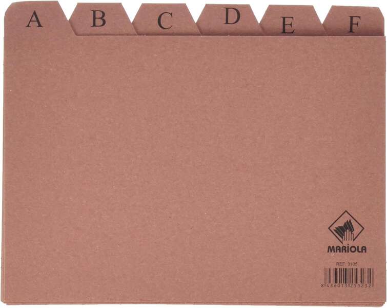 mariola indice a z nº5 para fichero medidas 215x160mm color marron