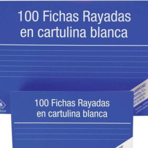 mariola pack de 100 fichas rayadas nº1 para fichero medidas 95x65mm color blanco