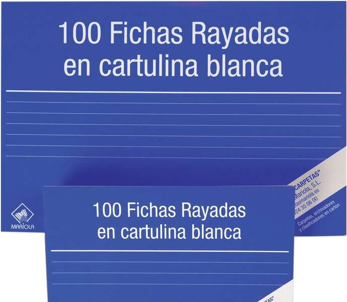 mariola pack de 100 fichas rayadas nº3 para fichero medidas 150x100mm color blanco
