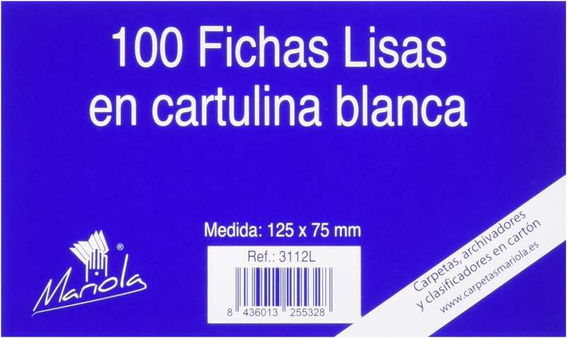 mariola pack de 100 fichas lisas nº2 para fichero medidas 125x75mm color blanco