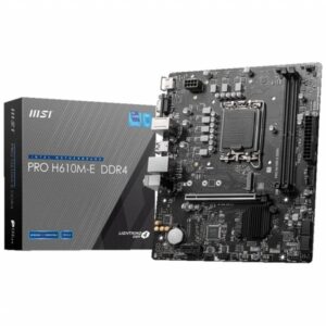 msi pro h610m e placa base intel lga 1700 2x ddr4 hdmi, vga, 4x sata iii, rj 45, usb 2.0/3.2, microatx