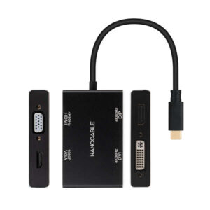nanocable conversor usb c/m a hdmi/h + dvi/h + dp/h + vga/h 10cm color negro