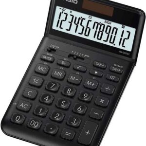 casio jw 200sc calculadora de sobremesa 12 digitos inclinacion ajustable simbolos de comando de funcion memoria total general e independiente alimentacion solar y pilas color negro