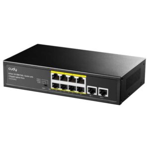 cudy fs1010pg switch poe+ de 8 puertos 10/100m con 2 puertos de enlace ascendente