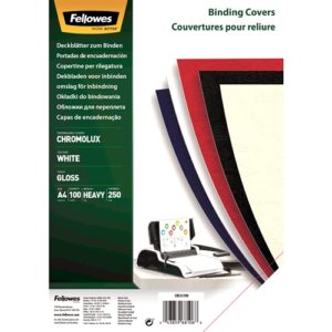 fellowes pack de 100 papel para contraportada de documento a4 acabado en brillo 250 grs certificacion fsc