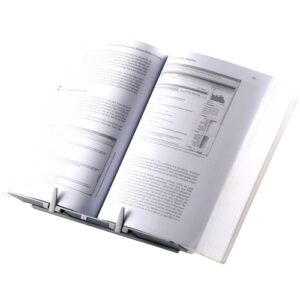 fellowes atril para libros ajustable con clips 9 ajustes de altura base antideslizante y plegable capacidad para 400 hojas a4 color plata