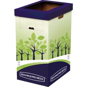 fellowes bankers box contenedor de reciclaje 69l certificacion fsc doble abertura fabricado en carton reciclado resistente