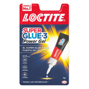 loctite superglue 3 power gel 3gr adhesivo instantaneo flexible y extrafuerte formula en gel enriquecida con particulas de caucho resistente a golpes. torsiones y vibraciones