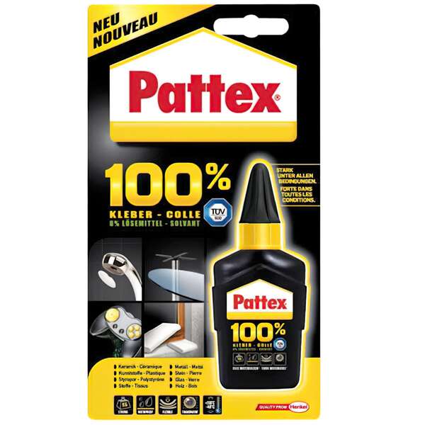 pattex 100% adhesivo versatil 50gr 100% ingredientes activos 0% disolventes fuerte en cualquier condicion