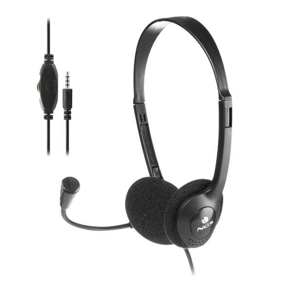 ngs auriculares con cable para portatil microfono ajustable diadema ajustable control de volumen conexion de audio de 3.5mm color negro