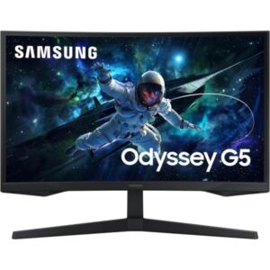 samsung odyssey g5 monitor 27" led va curvo qhd 165hz freesync respuesta 1ms angulo de vision 178º hdmi, displayport vesa 75x75mm