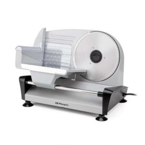 orbegozo ms 4580 cortafiambres profesional potente y seguro corte de fiambres cuchilla de acero inoxidable extraible ajuste de grosor de corte facil limpieza practico y compacto