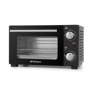 orbegozo ho 985 horno electrico multifuncion potencia 800w capacidad 10l selector de calor superior inferior o simultaneo temporizador 30 minutos puerta abatible con doble cristal
