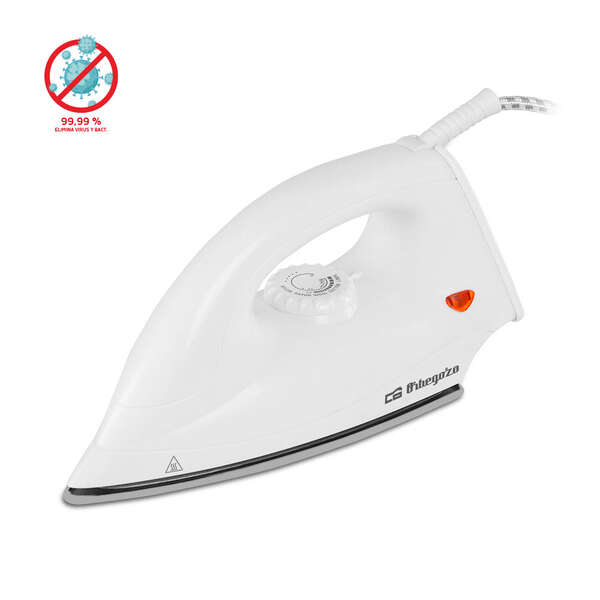 orbegozo sv 1270 plancha seco calentamiento uniforme y veloz base plana para calor homogeneo diseño en punta para llegar a todos los rincones suela antiadherente regulador de temperatura