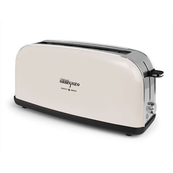 orbegozo tov 6210 tostadora vintage ranura larga carcasa acero inoxidable 6 niveles de tostado descongelado y recalentamiento tamaño compacto