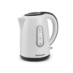 orbegozo kt 6004 hervidor de agua rapido y seguro potente 1850 2200w capacidad 1.7l asa de tacto frio visor de nivel resistencia oculta base giratoria 360°
