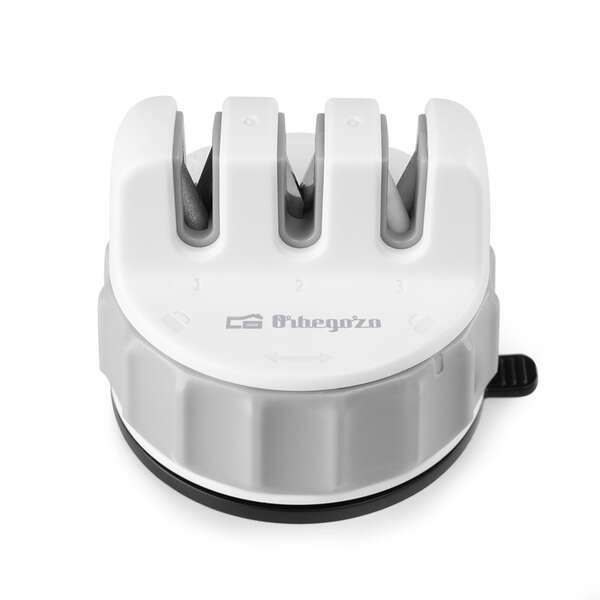 orbegozo afilador de cuchillos cu 2500 orbegozo practico y eficiente 3 etapas de afilado diamante carburo de tungsteno y ceramica facil de usar base con ventosa compacto y seguro