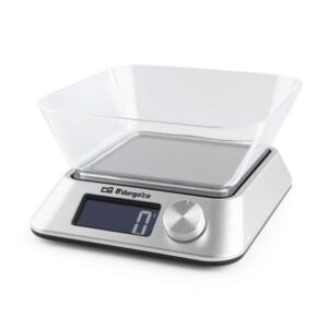 orbegozo pc 1030 bascula de cocina digital precision y versatilidad en tus recetas pantalla lcd retroiluminada funcion tara bol transparente capacidad maxima 5 kg