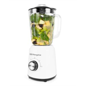 orbegozo bv 5040 batidora de vaso potente y segura 500w de potencia vaso de cristal de 1.5l cuchilla de acero inoxidable 2 velocidades + pulse sistema de seguridad
