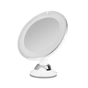 orbegozo esp 1010 espejo cosmetico con luz led aumento 10x ventosa ajustable diametro 17cm luz blanca para corregir imperfecciones funciona con 3 pilas aaa