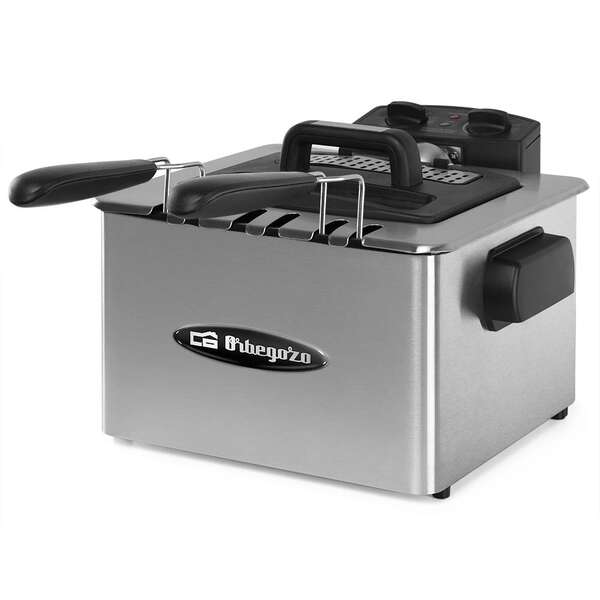 orbegozo fdr 55 freidora profesional de acero inoxidable potente y segura freidora con capacidad de 4.5 litros tres cestillos intercambiables termostato regulable hasta 190°c