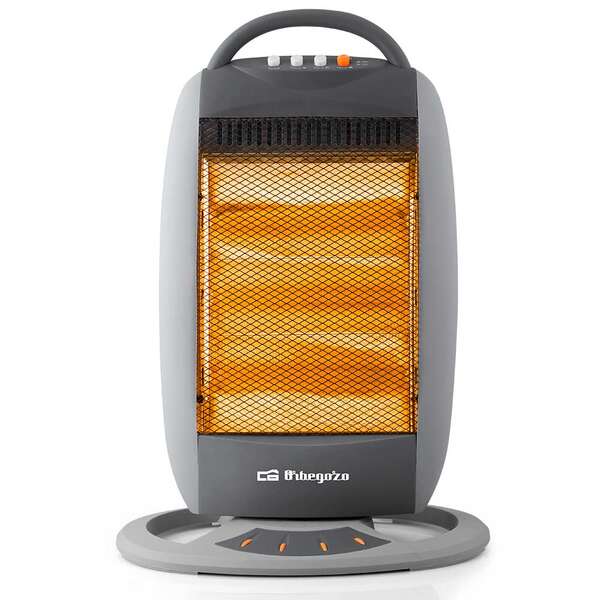 orbegozo bp 5008 calentador halogeno portatil potencia de 1200w silencioso emision instantanea de calor sistema de seguridad antivuelco diseño compacto
