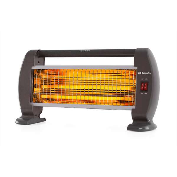 orbegozo bp 0206 estufa de cuarzo calor instantaneo potencia de 1200w 3 niveles de potencia sistema de seguridad antivuelco asa de transporte recogecables