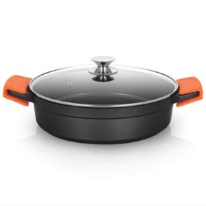 orbegozo cdb 1032 cacerola baja aluminio fundido indeformable capacidad 5.9l asas de silicona antiadherente pfoa apta para todo tipo de fuegos