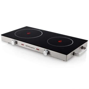 orbegozo pce 6000 placa vitroceramica portatil potencia total 2800w superficie de cristal templado resistente termostato regulable segura y eficiente