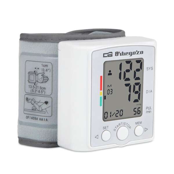 orbegozo tensiometro de muñeca digital control de tension facil y preciso 60 memorias para 2 usuarios pantalla lcd grande deteccion de latido irregular