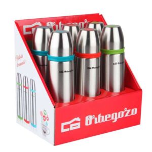 orbegozo set termos identificador de bebidas acero inoxidable resistente bandas de colores sistema antiderrame conserva temperatura por horas capacidad 500ml