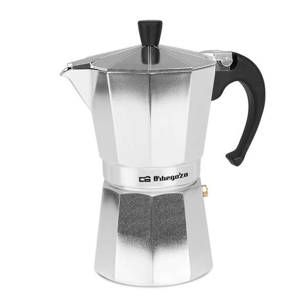 orbegozo kf 600 cafetera italiana placentera y segura capacidad para 6 tazas mango ergonomico valvula de seguridad facil limpieza compatible con gas electricidad y vitroceramica