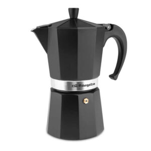 orbegozo kfn 910 cafetera de aluminio negra capacidad para 9 tazas para cocinas a gas electricas y vitroceramica asa ergonomica y valvula de seguridad