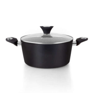 orbegozo cfm 2028 fundicook cacerola de aluminio forjado con capacidad de 5.09l antiadherente facil limpieza mango ergonomico y tapa de cristal templado
