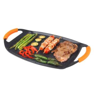 orbegozo gdb 4700 plancha grill de aluminio forjado antiadherente de piedra asas de goma extraibles diseño ergonomico apto para lavavajillas