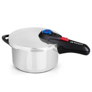 orbegozo hp 4006 olla a presion de acero inoxidable 18/10 capacidad 4 litros cinco sistemas de seguridad fondo termo difusor mango de baquelita selector gradual de presion