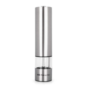 orbegozo molinillo pimienta y sal elegance alta precision regulable carcasa acero fino luz dosificacion optima manejo con una sola mano funciona con pilas estilo y funcionalidad en tu cocina