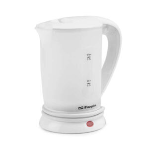 orbegozo kt 4500 hervidor de agua compacto ideal para viajes potente y seguro diseño moderno y elegante facil de usar con apagado automatico indicador de nivel de agua incluye 2 tazas