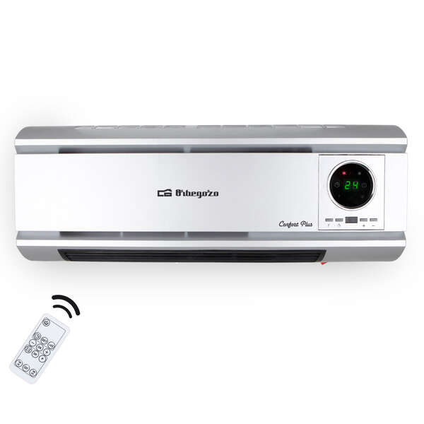 orbegozo split calefactor de pared ceramico calor uniforme y saludable programable diario y semanal deteccion de ventanas abiertas mando a distancia seguridad total