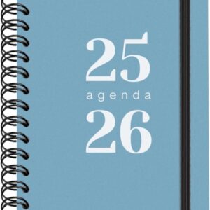 dohe grammar agenda escolar 25/26 espiral a5 semana vista papel 80g/m2 cubierta de polipropileno cierre de goma elastica color azul